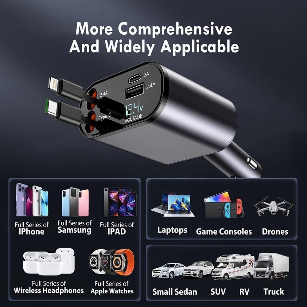 Multi Charge Pro Car Charger USB C and Lightning Car Charger Fast Charging